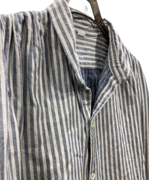 45R（フォーティファイブ・アール）45R (フォーティファイブ・アール) ストライププルオーバーシャツ ブルーの古着・服飾アイテム