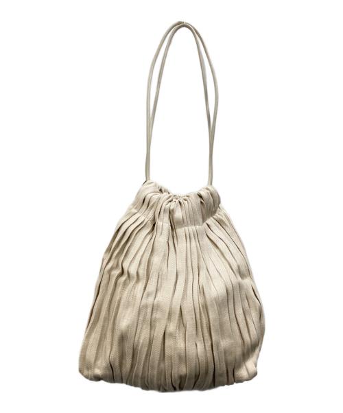 中川政七商店（ナカガワマサシチショウテン）中川政七商店 (ナカガワマサシチショウテン) プリーツリネンの巾着バッグ ベージュの古着・服飾アイテム