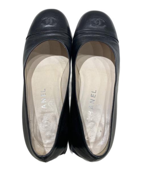 CHANEL（シャネル）CHANEL (シャネル) ココマークフラットパンプス ブラック サイズ:38 1/2の古着・服飾アイテム