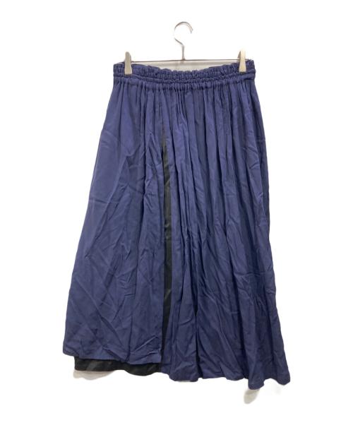 Y's（ワイズ）Y's (ワイズ) レーヨンギャザースカート ネイビー サイズ:2の古着・服飾アイテム