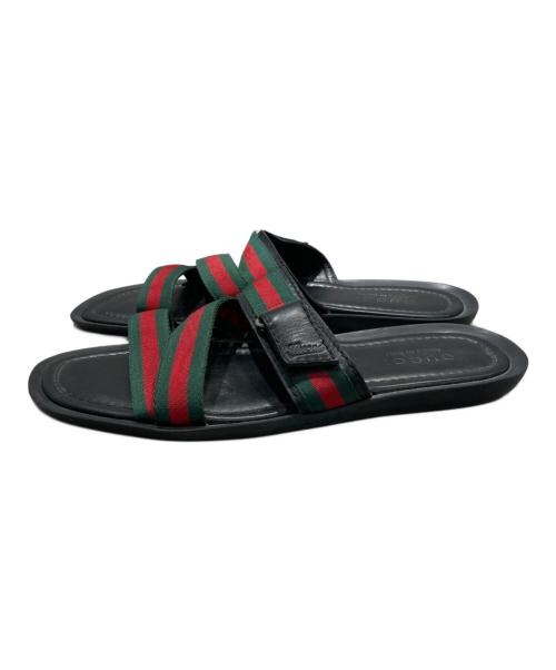 GUCCI（グッチ）GUCCI (グッチ) シェリーラインウェブストライプサンダル ブラック サイズ:SIZE27の古着・服飾アイテム