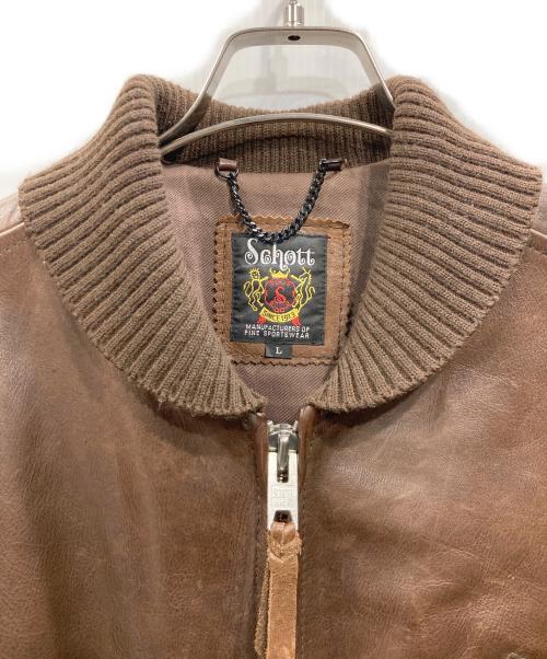 Schott（ショット）Schott (ショット) レザーブルゾン ブラウン サイズ:Lの古着・服飾アイテム