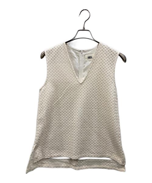 her（ハー）HER (ハー) ラッセルメッシュプルオーバー ホワイト サイズ:Fの古着・服飾アイテム