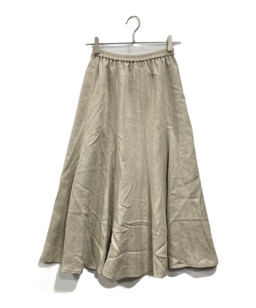 BEARDSLEY（ビアズリー）BEARDSLEY (ビアズリー) リネンフレアースカート ベージュの古着・服飾アイテム