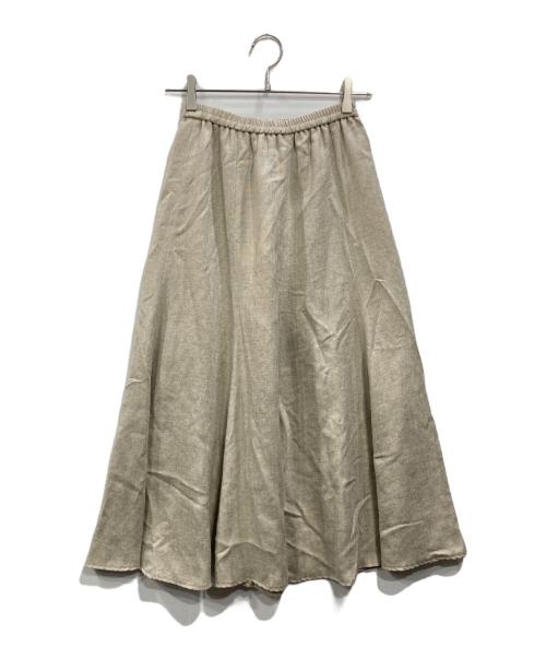 BEARDSLEY（ビアズリー）BEARDSLEY (ビアズリー) リネンフレアースカート ベージュの古着・服飾アイテム