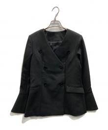 ETRE TOKYO（エトレトウキョウ）の古着「ノーカラーダブルブレストジャケット」｜ブラック