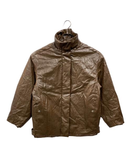 Ameri（アメリ）Ameri (アメリ) PASTING LIKE SYNTHETIC LEATHER JACKET ブラウン サイズ:Sの古着・服飾アイテム