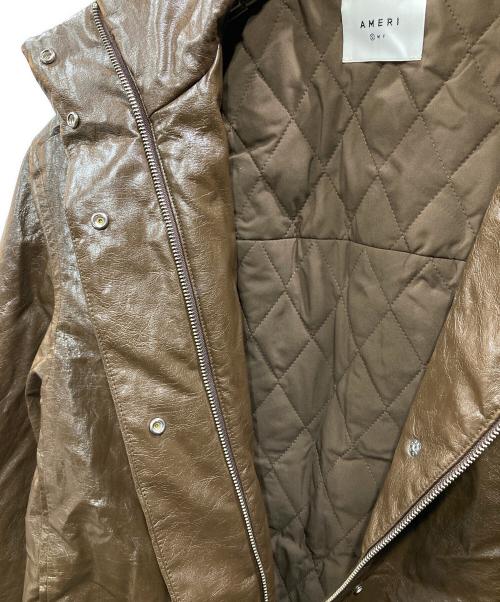 Ameri（アメリ）Ameri (アメリ) PASTING LIKE SYNTHETIC LEATHER JACKET ブラウン サイズ:Sの古着・服飾アイテム