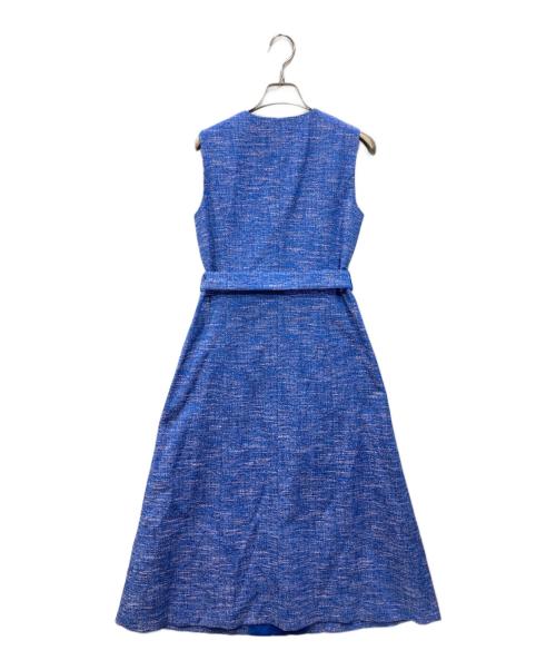 ANAYI（アナイ）ANAYI (アナイ) スラブツイードベルト付き ワンピース ブルー サイズ:36の古着・服飾アイテム