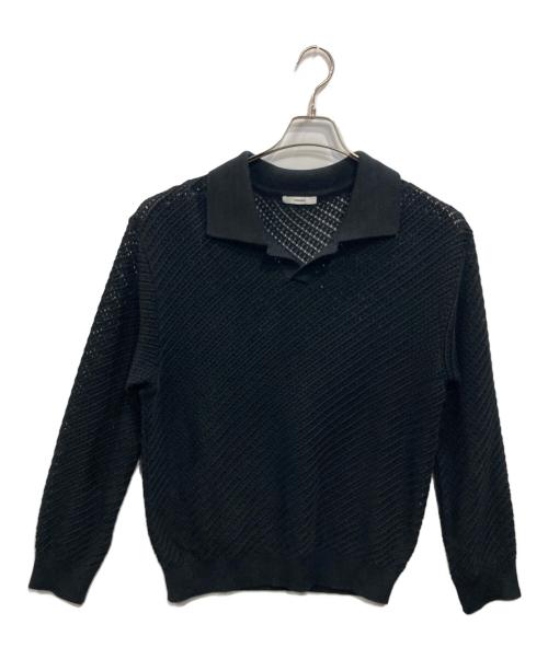 STUDIOUS（ステュディオス）STUDIOUS (ステュディオス) SKIPPER KNIT 洗えるニットポロ ブラック サイズ:2の古着・服飾アイテム