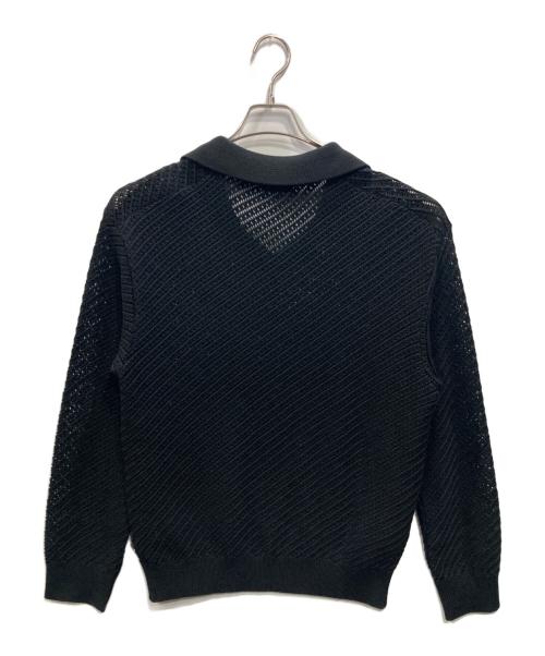 STUDIOUS（ステュディオス）STUDIOUS (ステュディオス) SKIPPER KNIT 洗えるニットポロ ブラック サイズ:2の古着・服飾アイテム