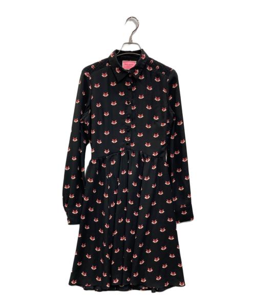 Kate Spade（ケイトスペード）Kate Spade (ケイトスペード) フォックス総柄ワンピース ブラック サイズ:2の古着・服飾アイテム
