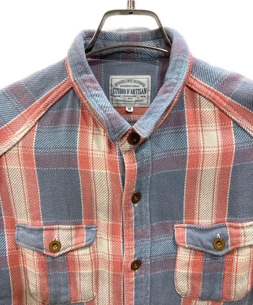 STUDIO D'ARTISAN（ステュディオダルチザン）STUDIO D'ARTISAN (ステュディオダルチザン) チェックネルシャツ ピンク×ブルー サイズ:Mの古着・服飾アイテム