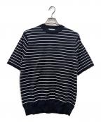 MACKINTOSH PHILOSOPHYマッキントッシュ フィロソフィー）の古着「半袖セミモックネックプルオーバーニット」｜ネイビー