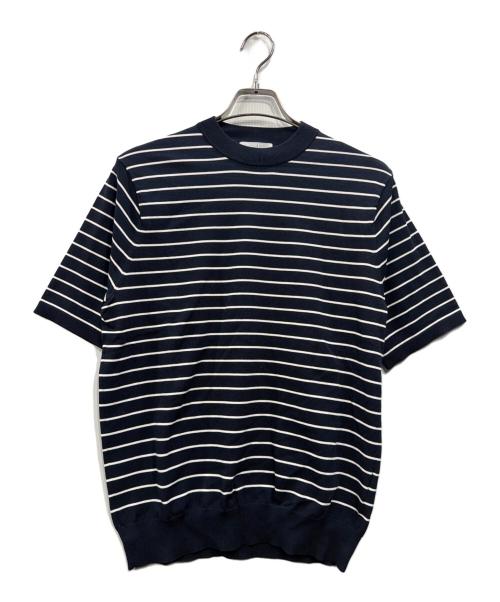 MACKINTOSH PHILOSOPHY（マッキントッシュ フィロソフィー）MACKINTOSH PHILOSOPHY (マッキントッシュ フィロソフィー) 半袖セミモックネックプルオーバーニット ネイビー サイズ:L 未使用品の古着・服飾アイテム