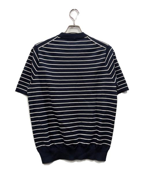 MACKINTOSH PHILOSOPHY（マッキントッシュ フィロソフィー）MACKINTOSH PHILOSOPHY (マッキントッシュ フィロソフィー) 半袖セミモックネックプルオーバーニット ネイビー サイズ:L 未使用品の古着・服飾アイテム