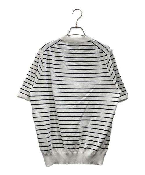 MACKINTOSH PHILOSOPHY（マッキントッシュ フィロソフィー）MACKINTOSH PHILOSOPHY (マッキントッシュ フィロソフィー) 半袖セミモックネックプルオーバーニット ホワイト サイズ:40の古着・服飾アイテム