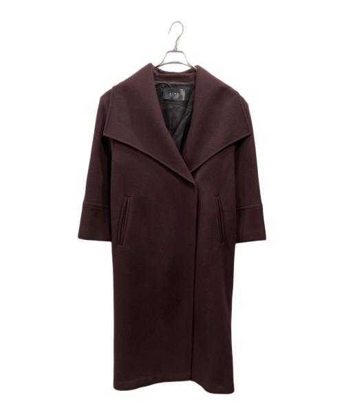 CITY（シティ）CITY (シティ) ピュアウールダブルフェイスロングガウンコート パープル サイズ:Mの古着・服飾アイテム