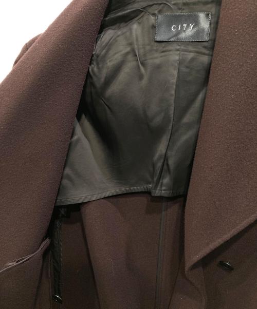 CITY（シティ）CITY (シティ) ピュアウールダブルフェイスロングガウンコート パープル サイズ:Mの古着・服飾アイテム