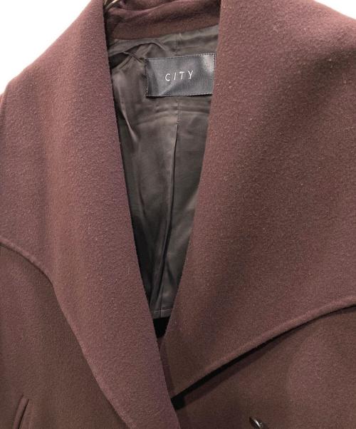 CITY（シティ）CITY (シティ) ピュアウールダブルフェイスロングガウンコート パープル サイズ:Mの古着・服飾アイテム