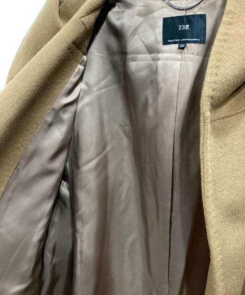 23区（ニジュウサンク）23区 (ニジュウサンク) ウールアンゴラフーデッドコート ブラウン サイズ:Mの古着・服飾アイテム