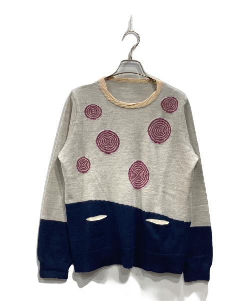 慈雨（ジウ）慈雨 (ジウ) デザインニット グレー サイズ:Lの古着・服飾アイテム