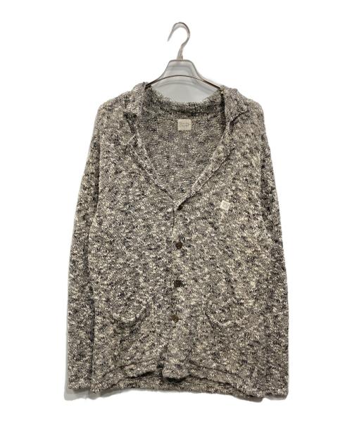 PAPAS（パパス）PAPAS (パパス) リネン混ニットジャケット グレー サイズ:Mの古着・服飾アイテム