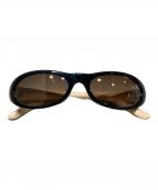 CHANELシャネル）の古着「レザーテンプルオーバルサングラス」｜ベージュ