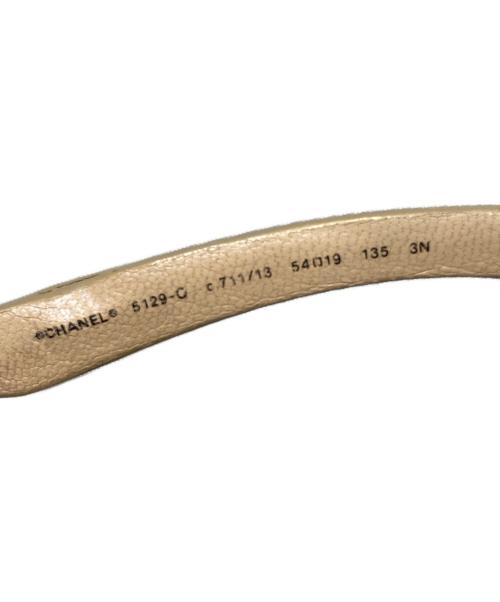 CHANEL（シャネル）CHANEL (シャネル) レザーテンプルオーバルサングラス ベージュ サイズ:54-19の古着・服飾アイテム