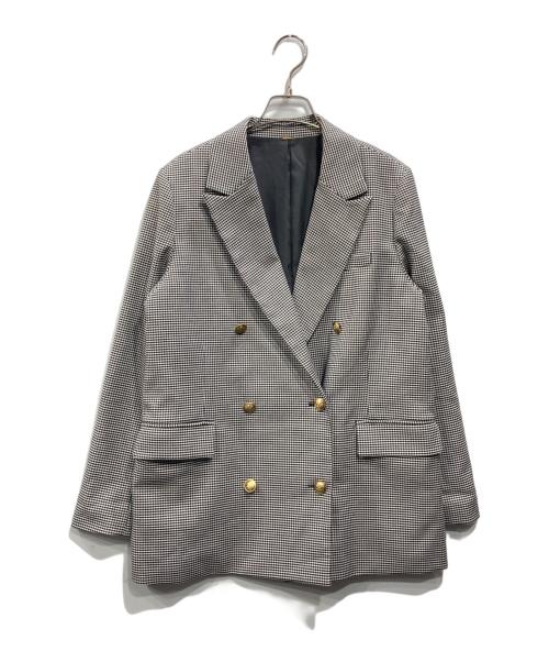 Mila Owen（ミラオーウェン）Mila Owen (ミラオーウェン) 金釦2サイズチェックダブルブレザージャケット グレー サイズ:1の古着・服飾アイテム