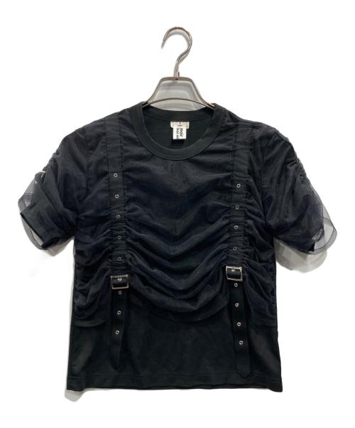 noir kei ninomiya（ノワール ケイ ニノミヤ）noir kei ninomiya (ノワール ケイ ニノミヤ) チュールギャザートップス ブラック サイズ:XSの古着・服飾アイテム