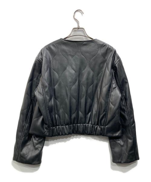 MACPHEE（マカフィー）MACPHEE (マカフィー) フェイクレザー キルティングジャケット ブラック サイズ:36の古着・服飾アイテム