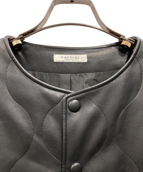 MACPHEE（マカフィー）MACPHEE (マカフィー) フェイクレザー キルティングジャケット ブラック サイズ:36の古着・服飾アイテム