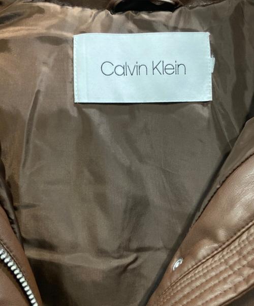 Calvin Klein（カルバンクライン）Calvin Klein (カルバンクライン) エコレザー中綿ジャケット ブラウン サイズ:不明の古着・服飾アイテム