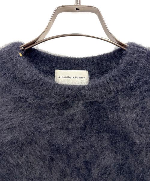 La boutique BonBon（ラブティックボンボン）La boutique BonBon (ラブティックボンボン) ヘアリーパフスリーブニット ブラック サイズ:Freeの古着・服飾アイテム