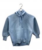icBアイシービー）の古着「【洗える】シルケットコットンスムース ニットパーカー」｜スカイブルー