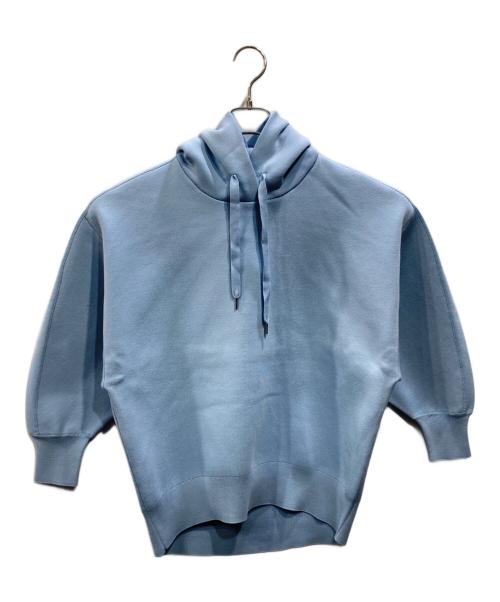 icB（アイシービー）icB (アイシービー) 【洗える】シルケットコットンスムース ニットパーカー スカイブルー サイズ:XSの古着・服飾アイテム