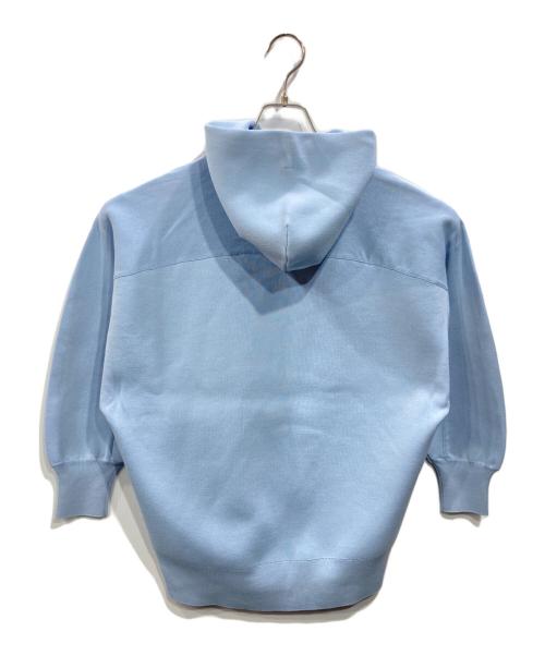 icB（アイシービー）icB (アイシービー) 【洗える】シルケットコットンスムース ニットパーカー スカイブルー サイズ:XSの古着・服飾アイテム