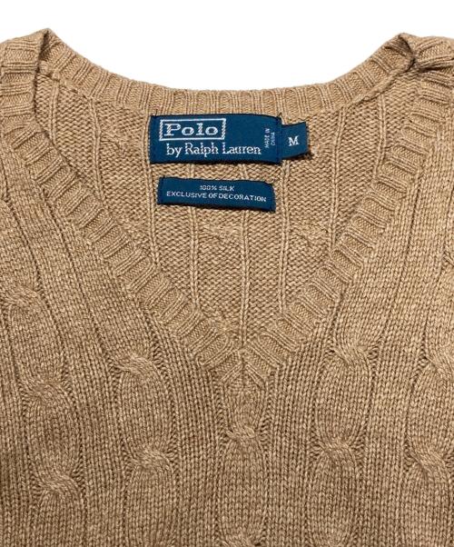 POLO RALPH LAUREN（ポロ・ラルフローレン）POLO RALPH LAUREN (ポロ・ラルフローレン) シルクケーブルニット ベージュ サイズ:Mの古着・服飾アイテム