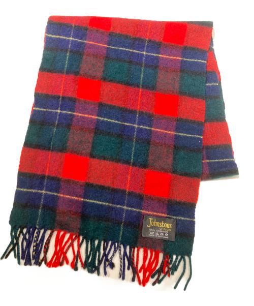 JOHNSTONS OF ELGIN（ジョンストンズオブエルガン）JOHNSTONS OF ELGIN (ジョンストンズオブエルガン) カシミヤマフラー ネイビー×レッドの古着・服飾アイテム