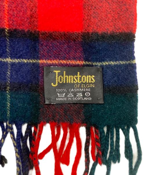 JOHNSTONS OF ELGIN（ジョンストンズオブエルガン）JOHNSTONS OF ELGIN (ジョンストンズオブエルガン) カシミヤマフラー ネイビー×レッドの古着・服飾アイテム