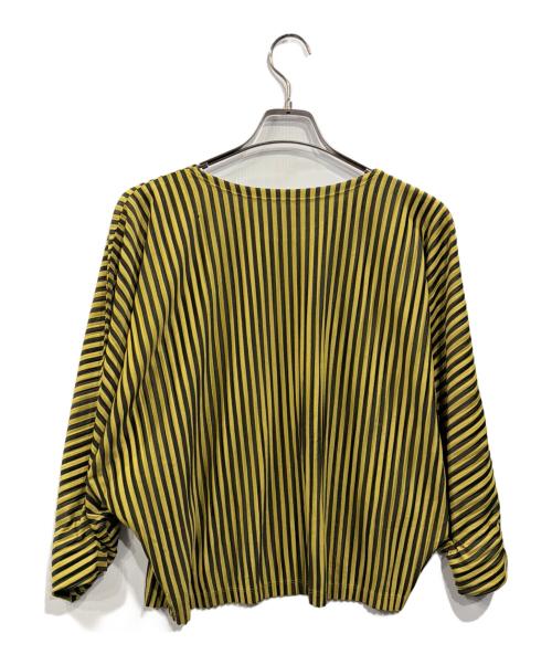 PLEATS PLEASE（プリーツプリーズ）PLEATS PLEASE (プリーツプリーズ) プリーストライプブラウス イエロー×ブラック サイズ:3の古着・服飾アイテム