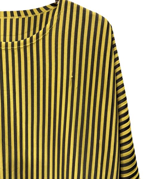 PLEATS PLEASE（プリーツプリーズ）PLEATS PLEASE (プリーツプリーズ) プリーストライプブラウス イエロー×ブラック サイズ:3の古着・服飾アイテム