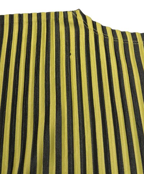 PLEATS PLEASE（プリーツプリーズ）PLEATS PLEASE (プリーツプリーズ) プリーストライプブラウス イエロー×ブラック サイズ:3の古着・服飾アイテム