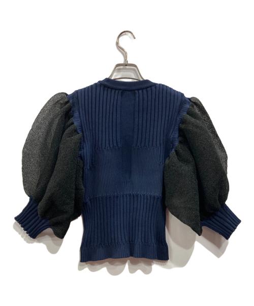 CFCL（シーエフシーエル）CFCL (シーエフシーエル) FLUTED LUCENT SHORT PUFF SLEEVE TOP ネイビー サイズ:Freeの古着・服飾アイテム