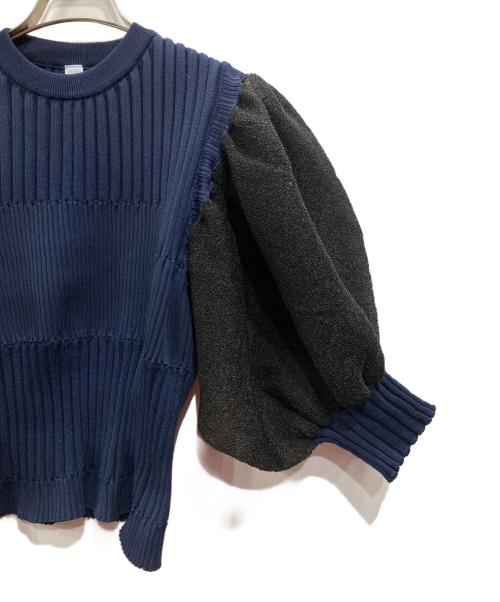 CFCL（シーエフシーエル）CFCL (シーエフシーエル) FLUTED LUCENT SHORT PUFF SLEEVE TOP ネイビー サイズ:Freeの古着・服飾アイテム