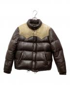 Freeclomフリークロム）の古着「切替レザーダウンジャケット」｜ブラウン