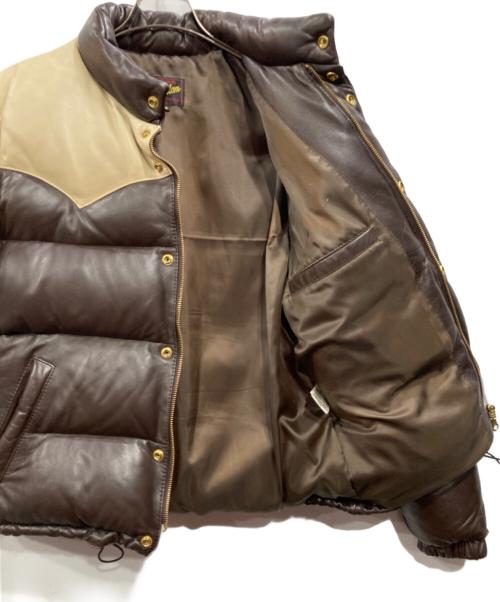 Freeclom（フリークロム）Freeclom (フリークロム) 切替レザーダウンジャケット ブラウン サイズ:Mの古着・服飾アイテム