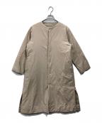 plantationプランテーション）の古着「リバーシブルノーカラーダウンコート」｜ベージュ