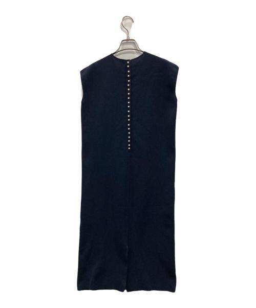 BALLSEY（ボールジィ）BALLSEY (ボールジィ) パールコンビ フレンチスリーブワンピース ネイビー サイズ:Fの古着・服飾アイテム